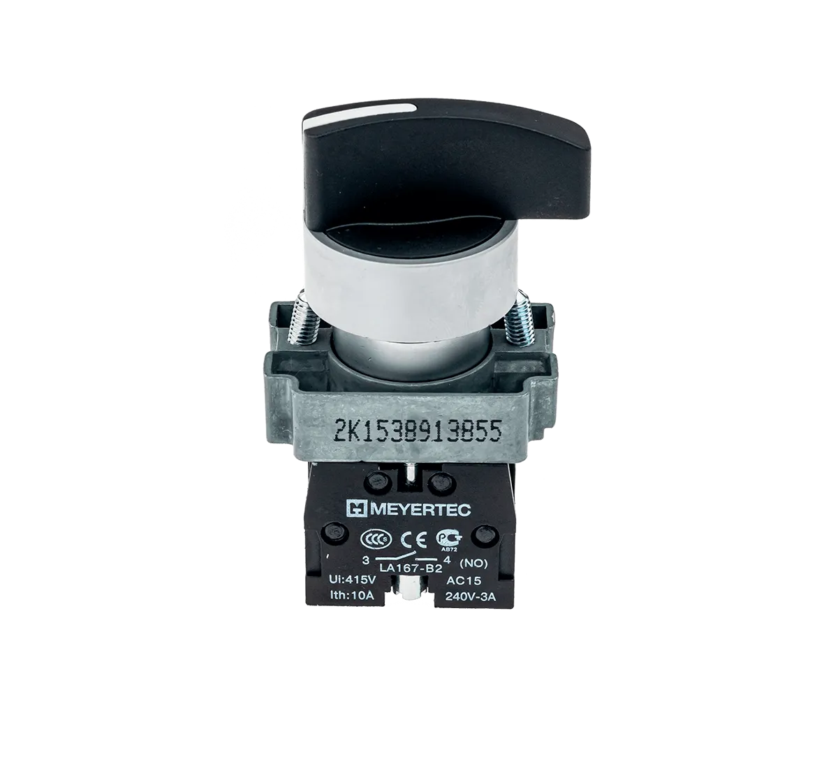 Переключатель длинная ручка, 3 положения, 2NO, с фиксацией