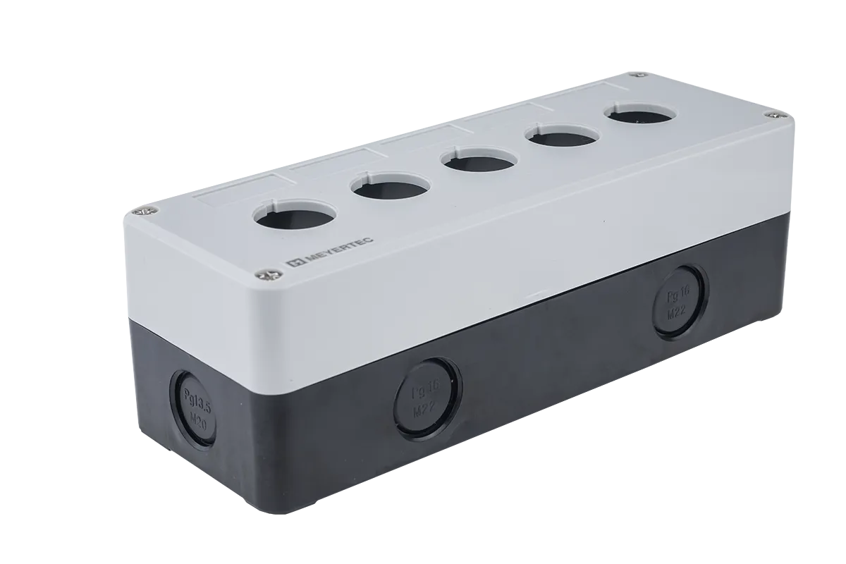 Корпус кнопочного поста, 5 отверстий, серый, IP54