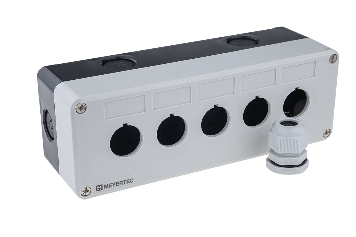 Корпус кнопочного поста, 5 отверстий, серый, IP54